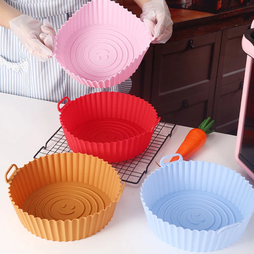 Silicone Air Fryer Tray Oven Tray Pizza Fried Chicken Baking Reusable Basket