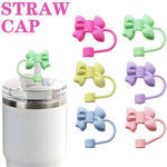 Silicone Cute Bow Straw Stopper Cover Cap Pack Of 2