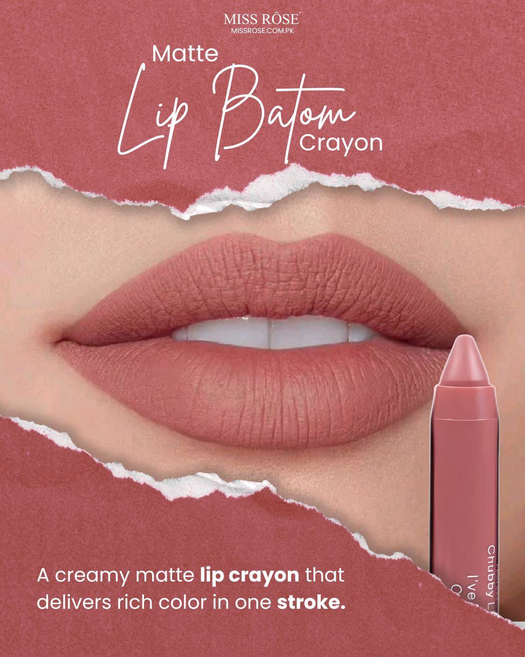 Miss Rose Matte Lip Batom Lip Crayon Pack of 6