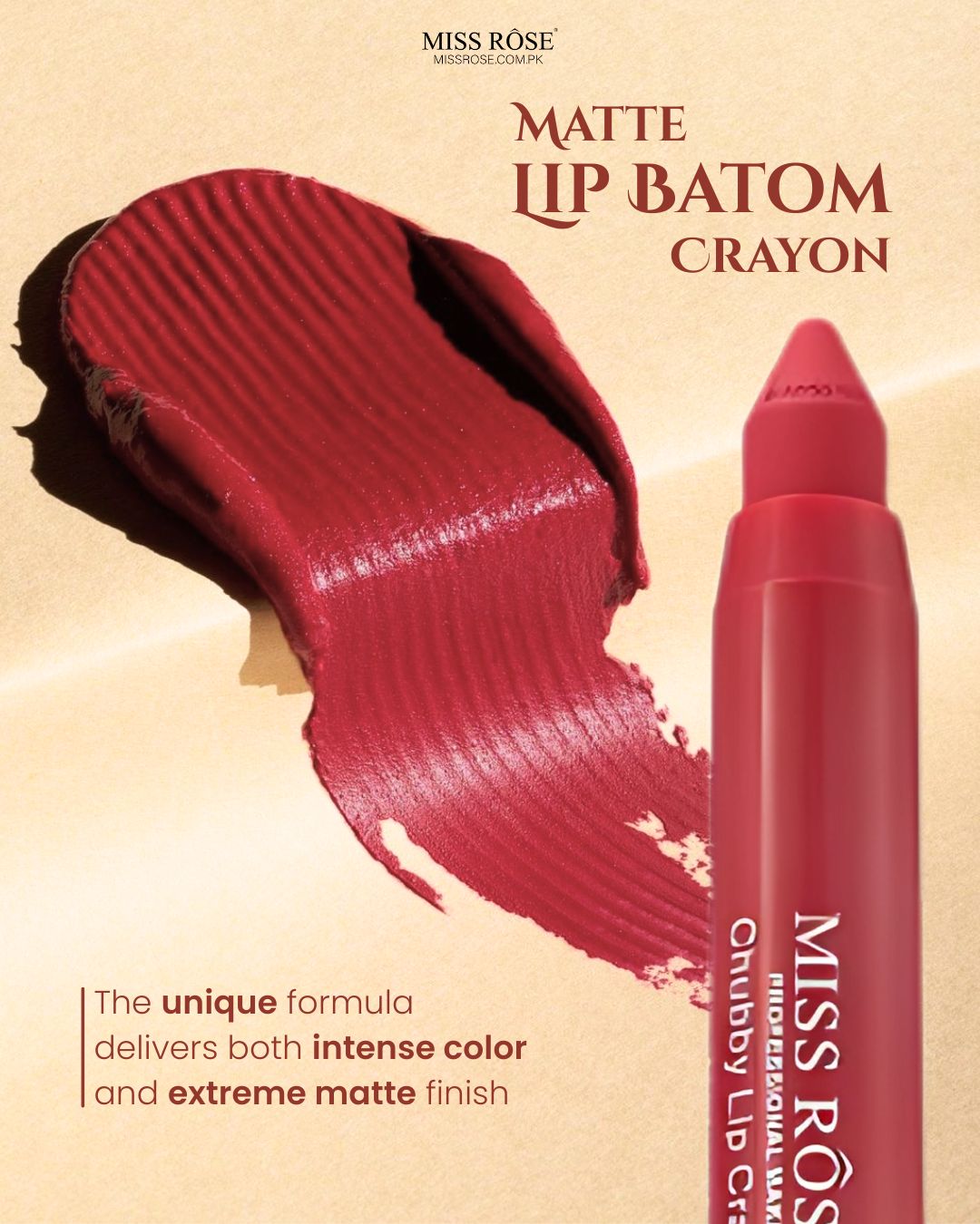 Miss Rose Matte Lip Batom Lip Crayon Pack of 6