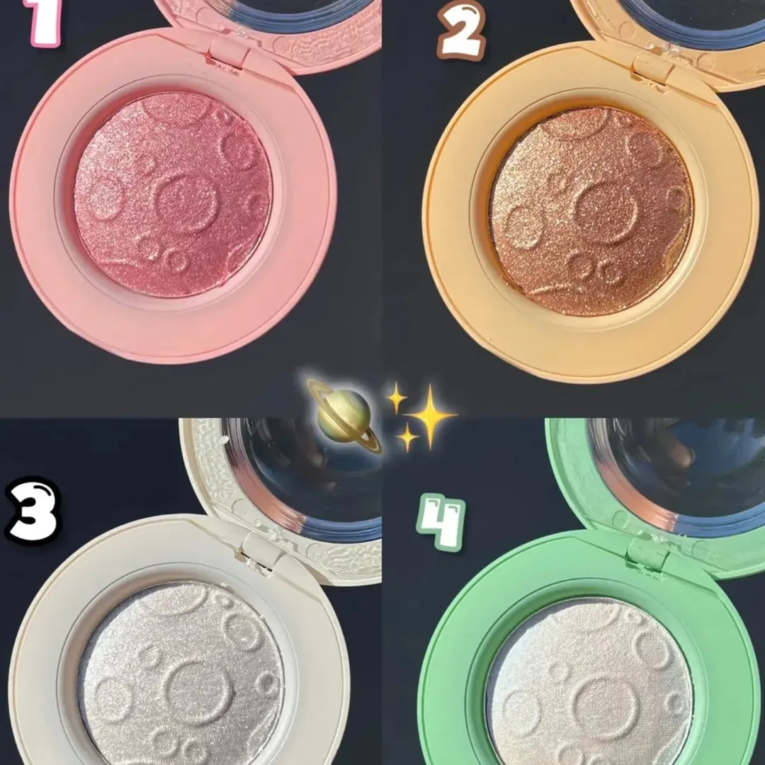 Siheglan Planet Glow Highlighter Ultra Shimmer Baked Face Illuminator Galaxy Shine Finish Pack of 4