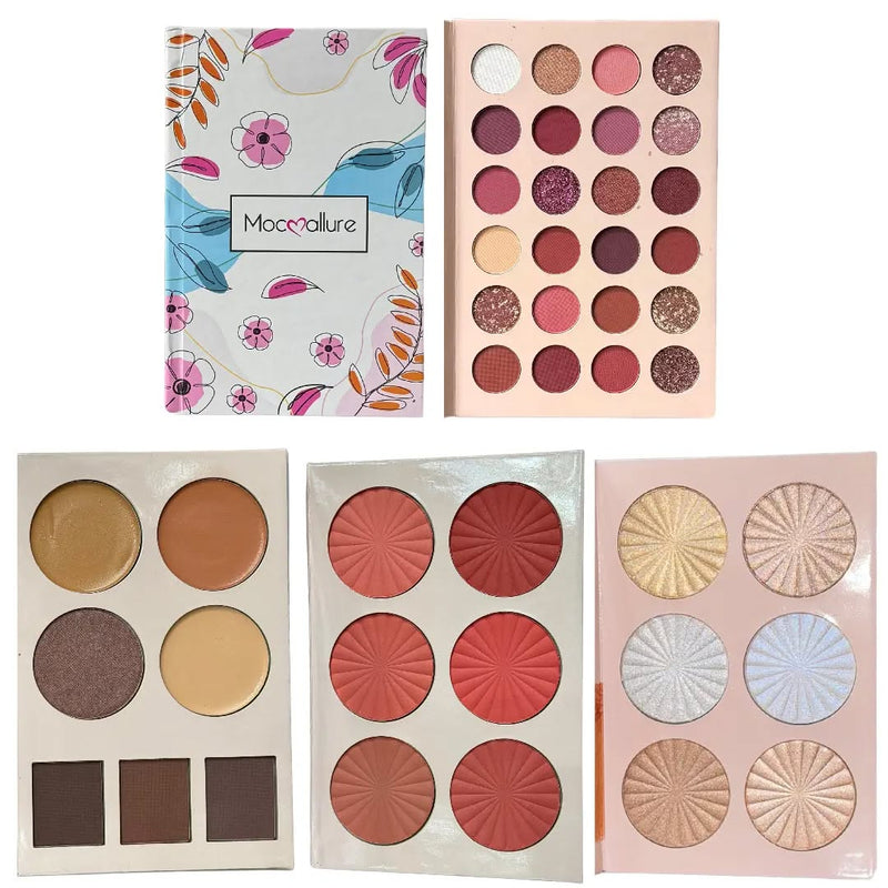 Mocallure 4 Fold Eyeshadow Highlighter Blusher Concealer Makeup Book Palette