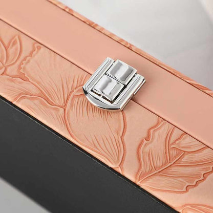 Multipurpose Luxury Self Textured Leather Jewelry Case Medium Size With Mirror BT-06