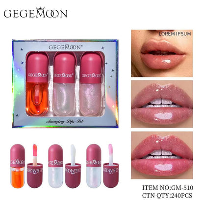 GEGEMOON Amazing Lip 3Pcs lip Protecting Oil Moisturizing Lip Gloss Set