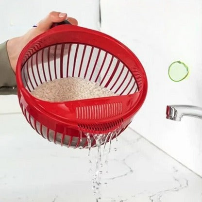 Multipurpose Mixing Bowl And Strainer Rice Colander Washing Basket Bowl With Handle