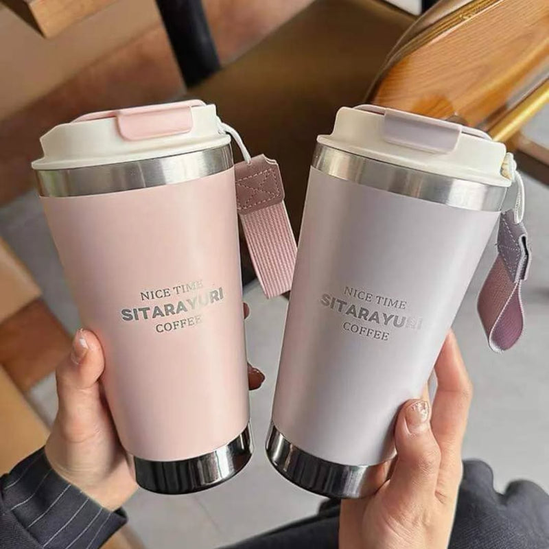 Stainless Steel Nice Time Sitarayuri Coffee Mug Vacuum Insulated Tumbler With Lid 500ml