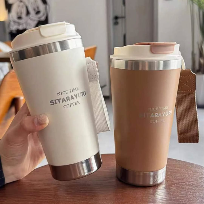 Stainless Steel Nice Time Sitarayuri Coffee Mug Vacuum Insulated Tumbler With Lid 500ml