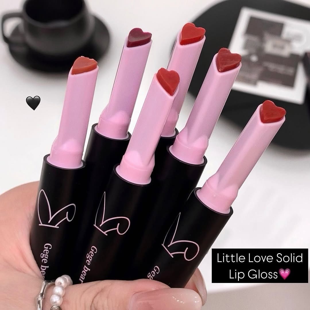 Gege Bear Heart Shape Magic Pen Moisturizing Solid Lip Gloss Lipstick 6Pcs Set