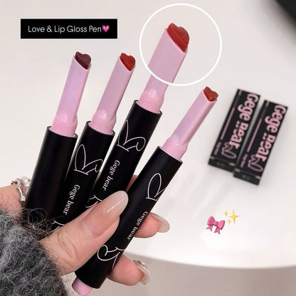Gege Bear Heart Shape Magic Pen Moisturizing Solid Lip Gloss Lipstick 6Pcs Set