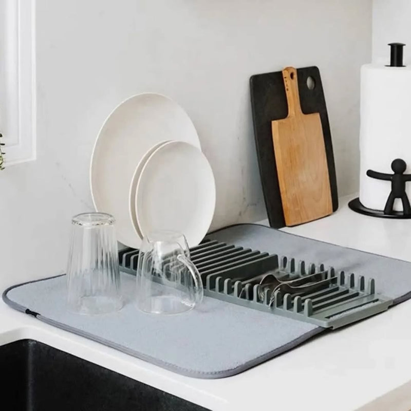 Multipurpose Water Resistant Dish Drying Matt With Dish Stand