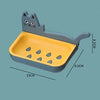 Wall Mounted Self Adhesive Double Layer Cat Shaped Soap Holder Organizer