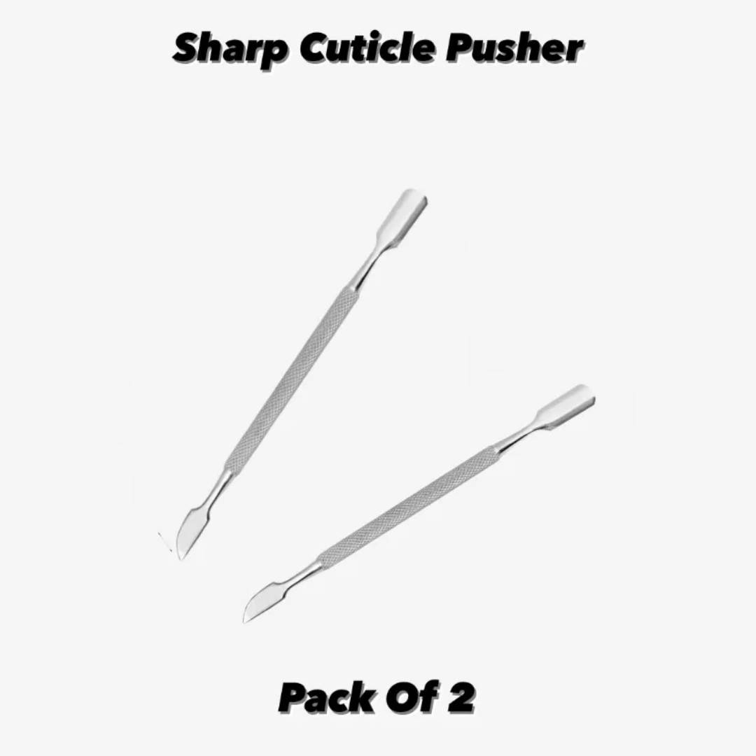 Stainless Steel 2Pcs Pusher Cuticle Care Sharp Cuticle Pusher Premium Quality