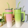 Stainless Steel Gradient Tumbler With Lid & Straw Water Bottle