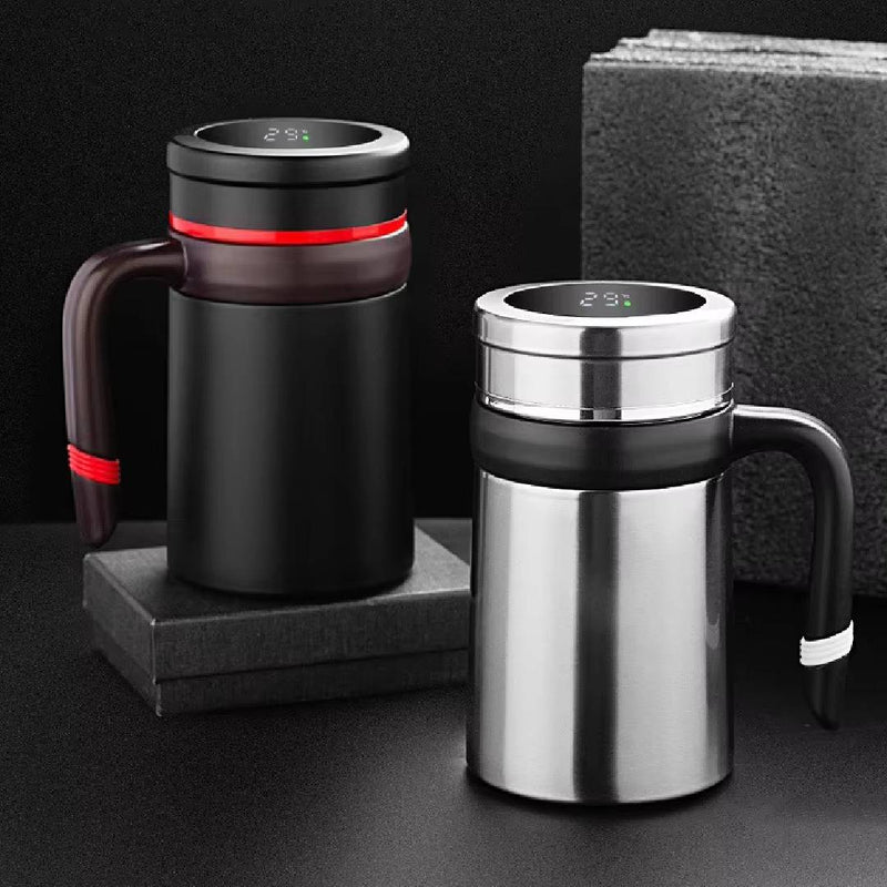 Stainless Steel Thermos Flask Mug With Handle And Temperature Display Mug 500ml