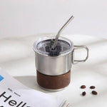 Stainless Steel Coffee Cup With Straw