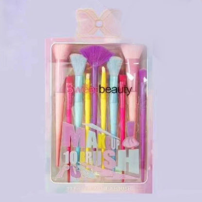 Sweet Beauty Multi Color Makeup Brush 10Pcs Set