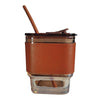 Thick Wall Insulated Glass Cups With Lid And PU Leather Sleeve Case And Straw