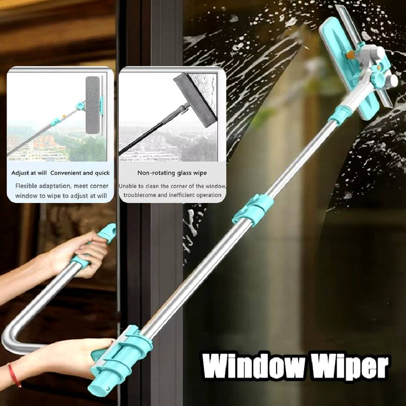 U-Shaped Retractable Glass Scraper Window Cleaner Double-Sided Glass Cleaning Tool High-Altitude