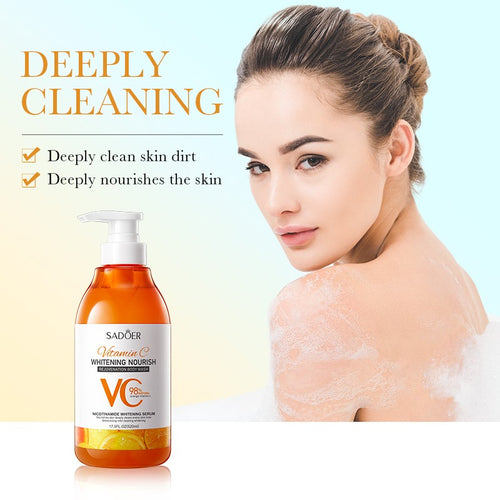 SADOER Vitamin C Whitening Nourish Rejuvenation Body Wash 98% Natural Orange VC Moisturizing Shower Gel 520ml