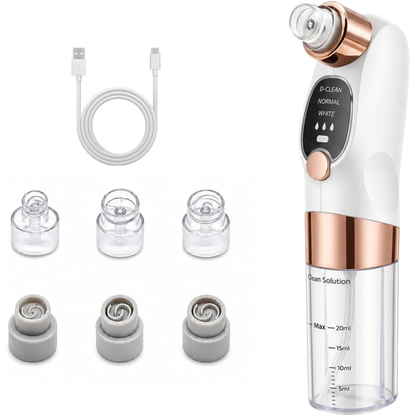Blackhead Sucker Electric Pore Cleaner With 6 Heads And 3 Adjustable Levels Blackhead And Acne Extractor USB Rechargeable Deep Facial Cleansing Kit For Nose And Face