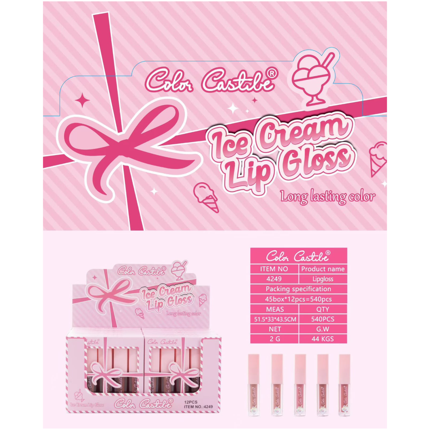 Color Castle Ice Cream Lip Gloss  6 Pcs Set
