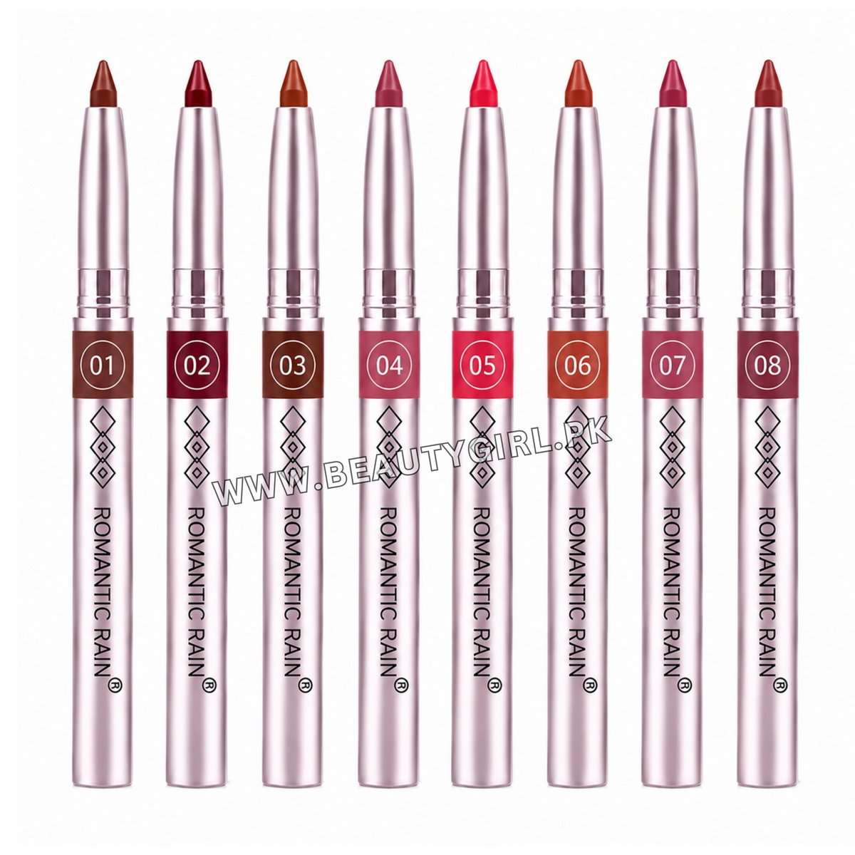 Romantic Rain New Color Waterproof Lip Liner Pen 8Pcs Set