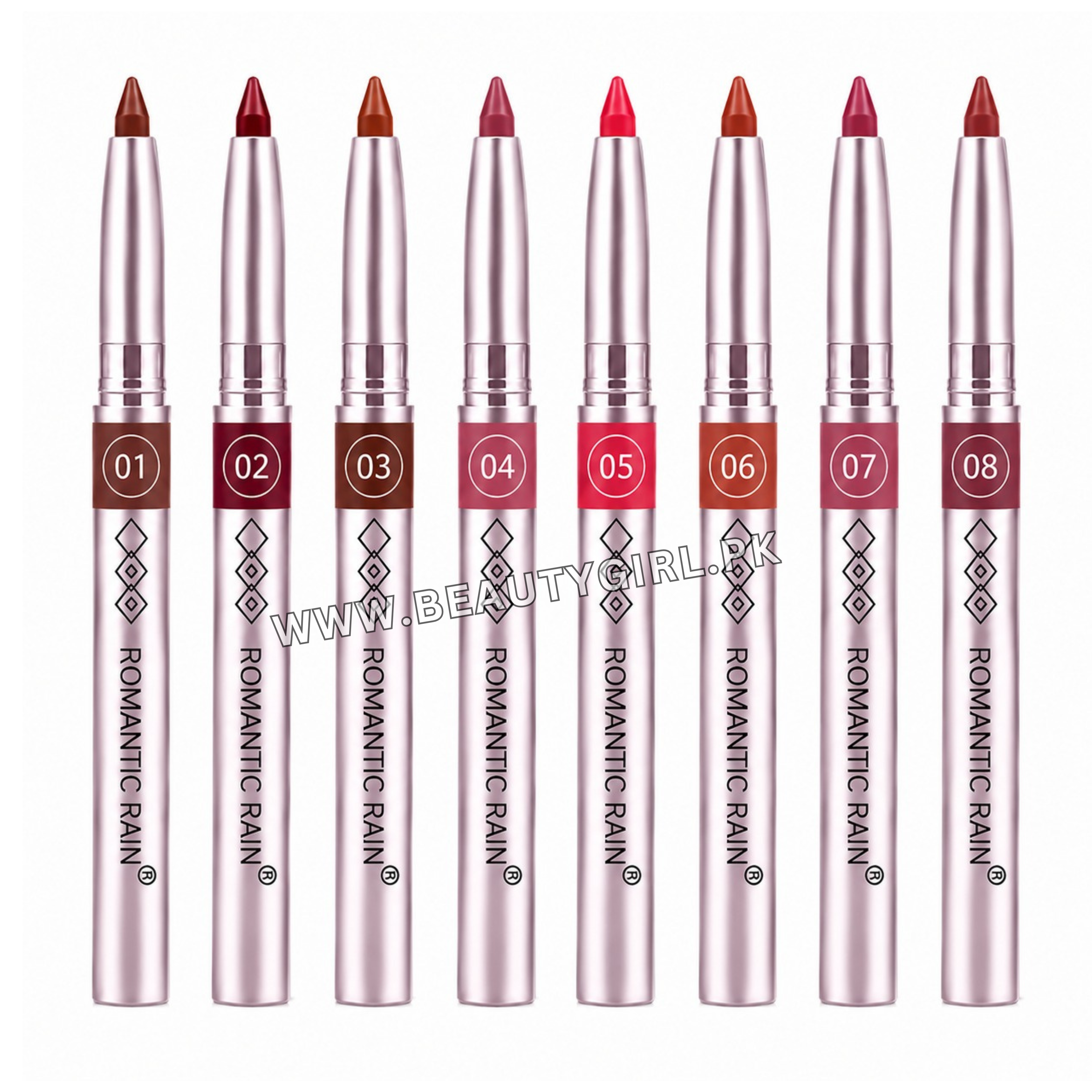 Romantic Rain New Color Waterproof Lip Liner Pen 8Pcs Set