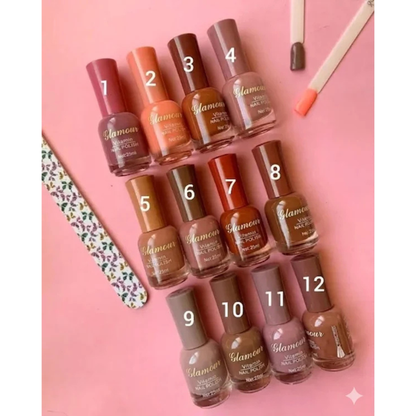 Glamour Premium Fine Nude Colors Nailpaints Luxury Matte & Glossy Nude Nail Polish 12pcs Set