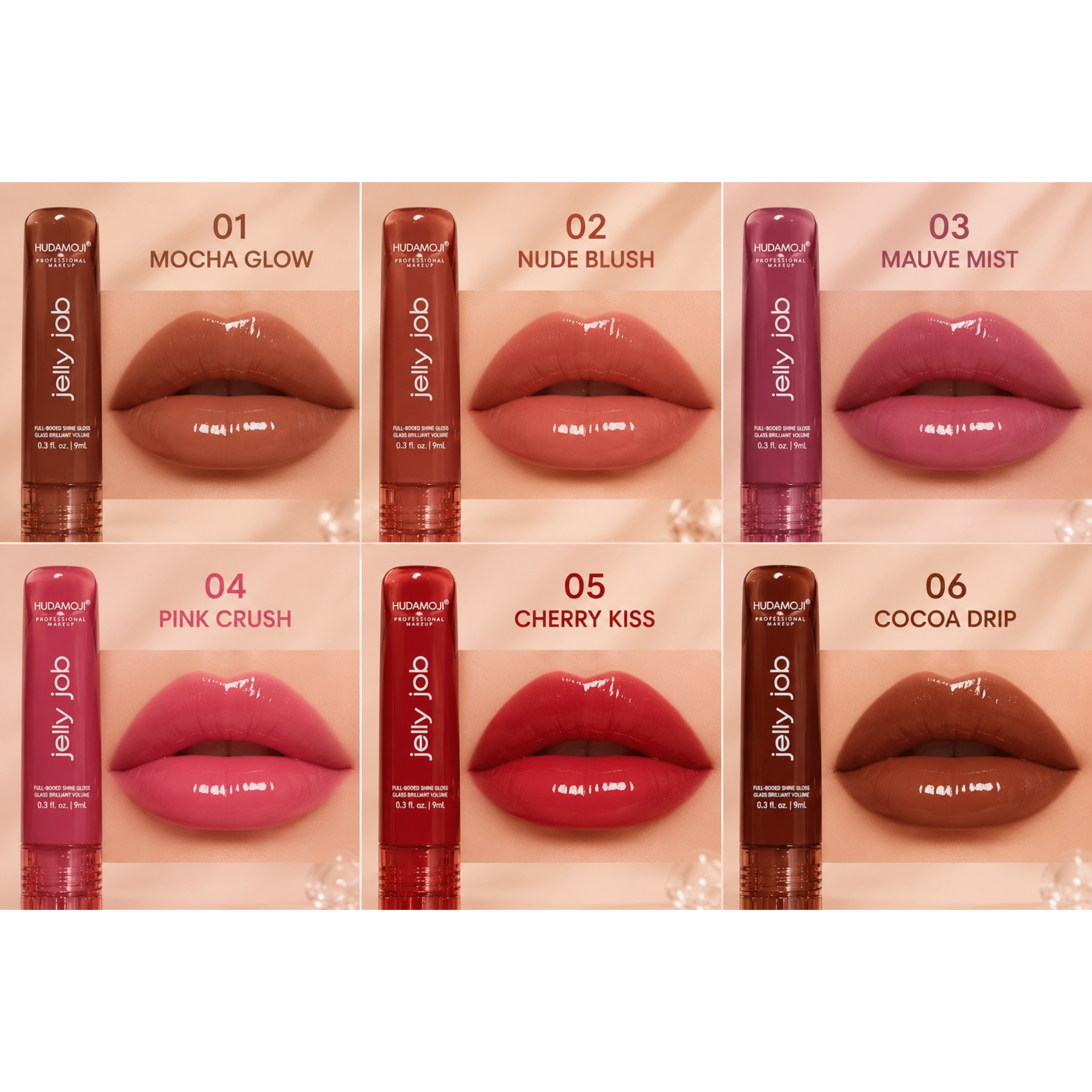 Hudamoji Jelly Job Lip Gloss 6Pcs Set