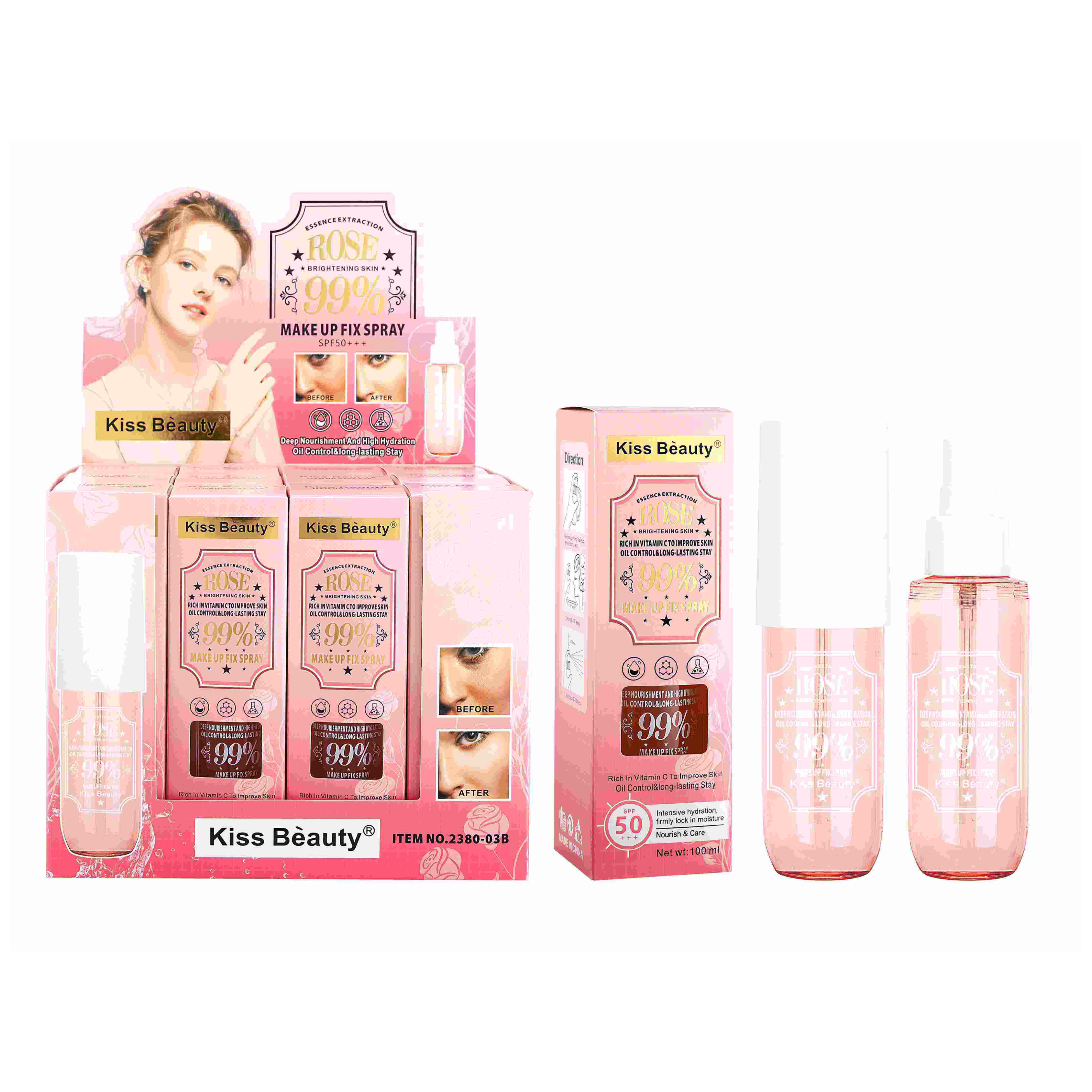 Kiss Beauty Rose 99% Makeup Fix Spray SPF50++ 100ml