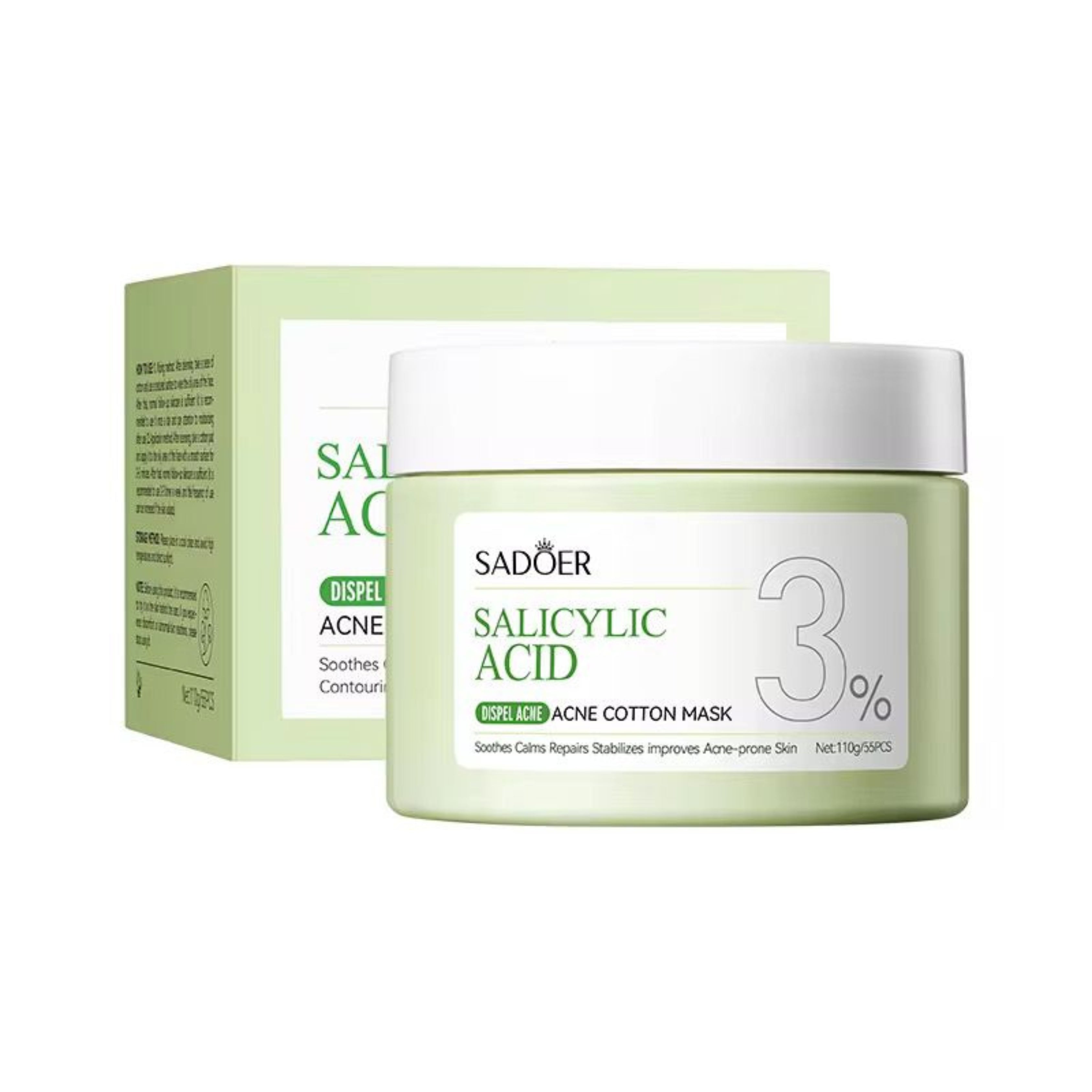 Sadoer Korean Salicylic Acid Nourishing Cotton Sheet Face Mask Vegan Tender Smooth Herbal