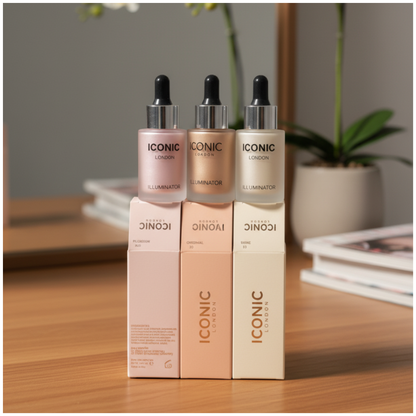 Iconic London Illuminator Ultra Glow Liquid Highlighter  Radiant Skin 3 Pcs Set