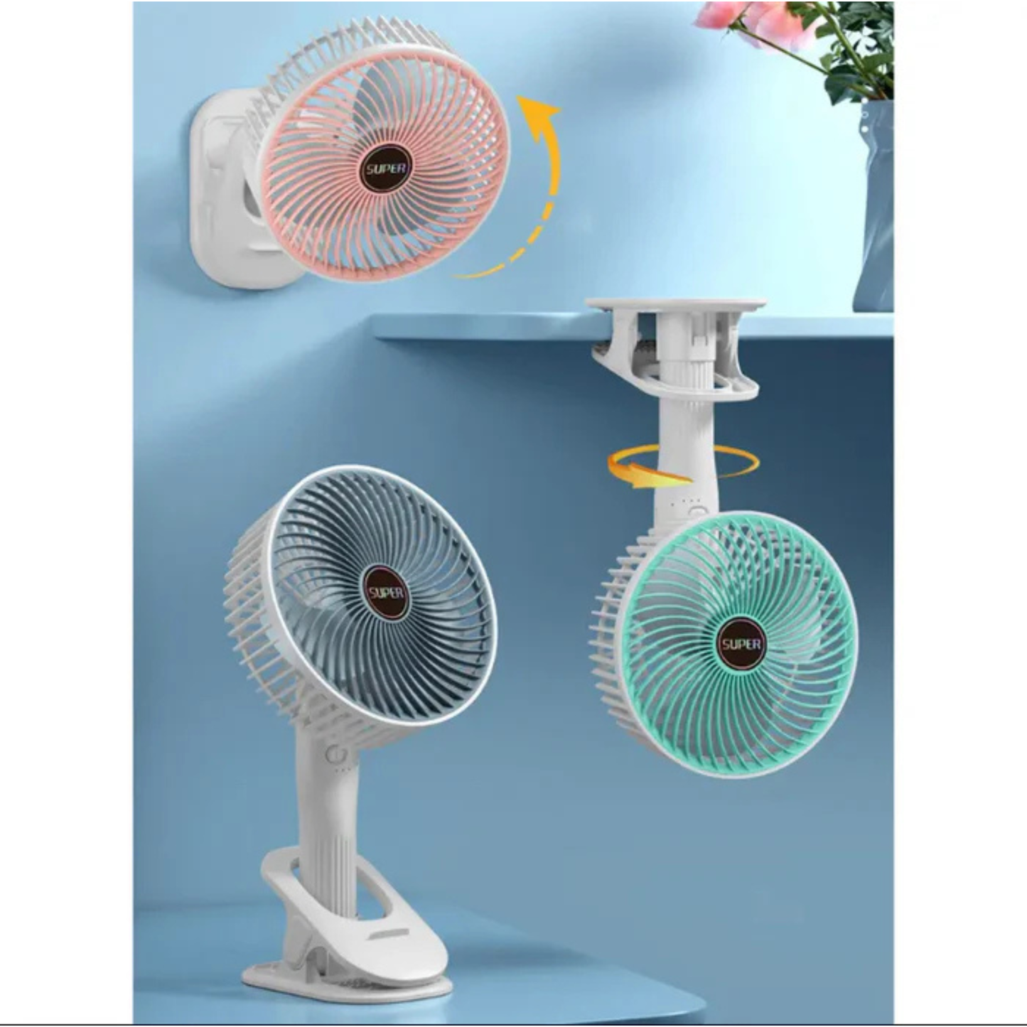 Portable Small Clip Fan With Phone Stand Lightweight Mini Handheld Cooling Fan Rechargeable Table Fan