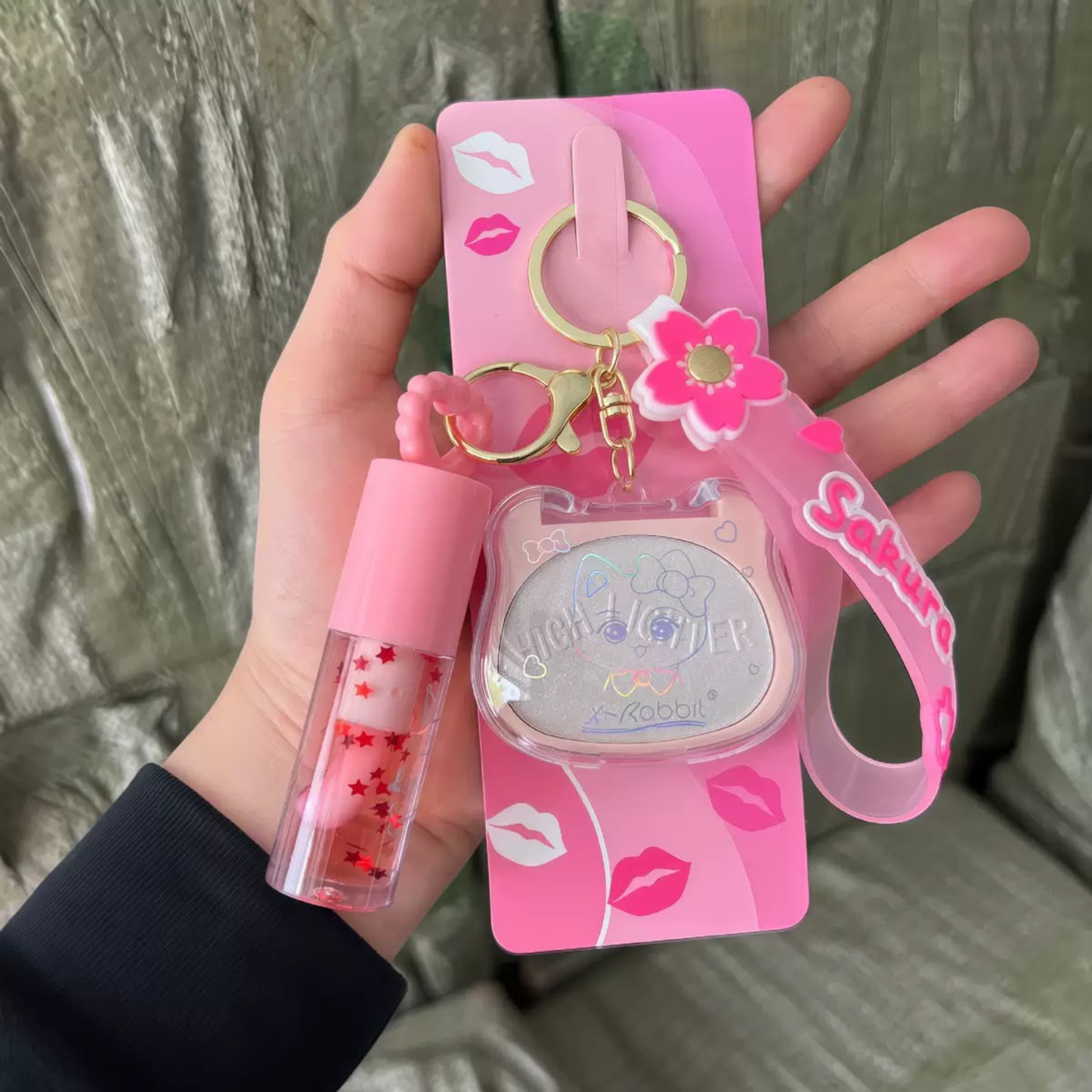 X Rabbit Card New Key Chain Highlighter And LipGloss