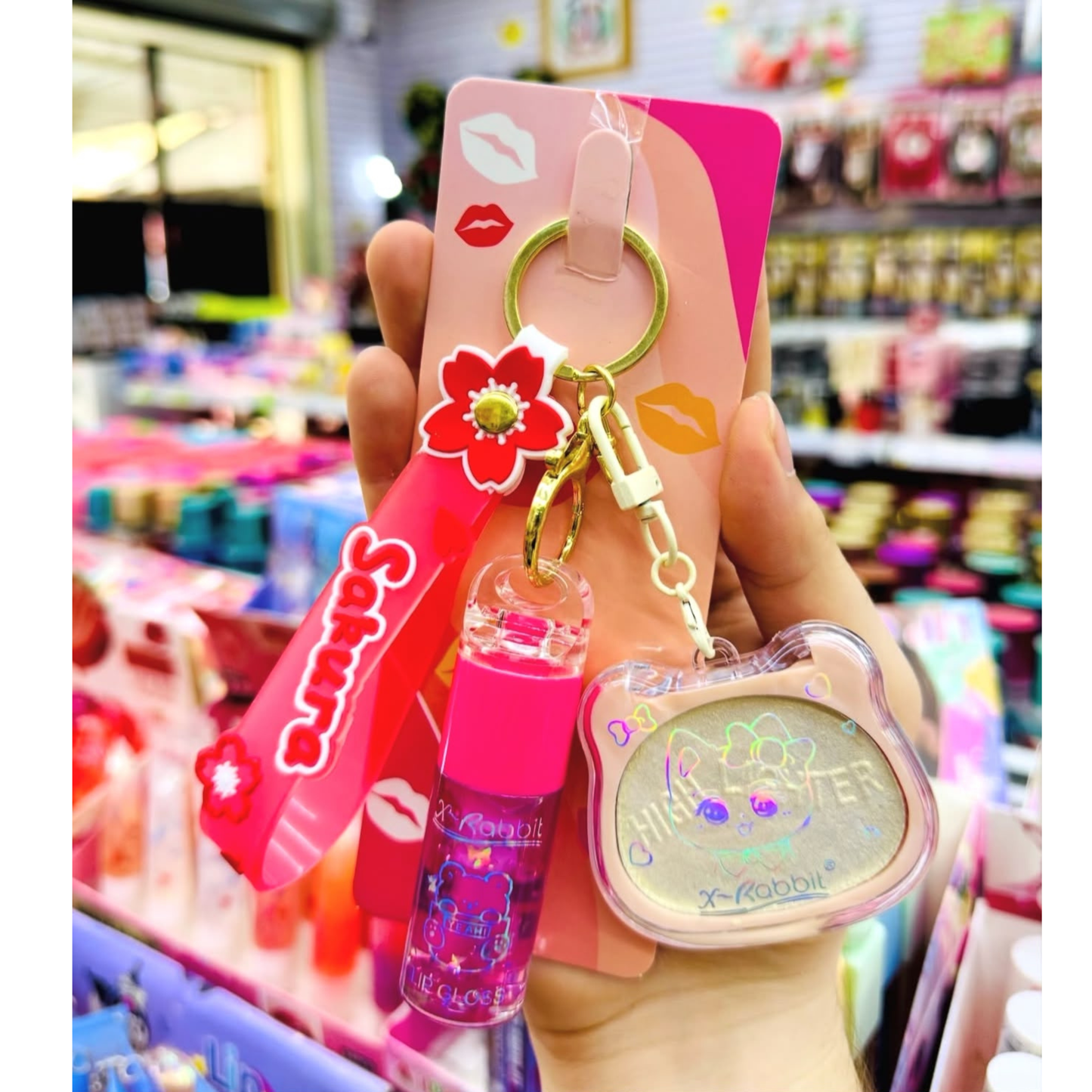 X Rabbit Card New Key Chain Highlighter And LipGloss
