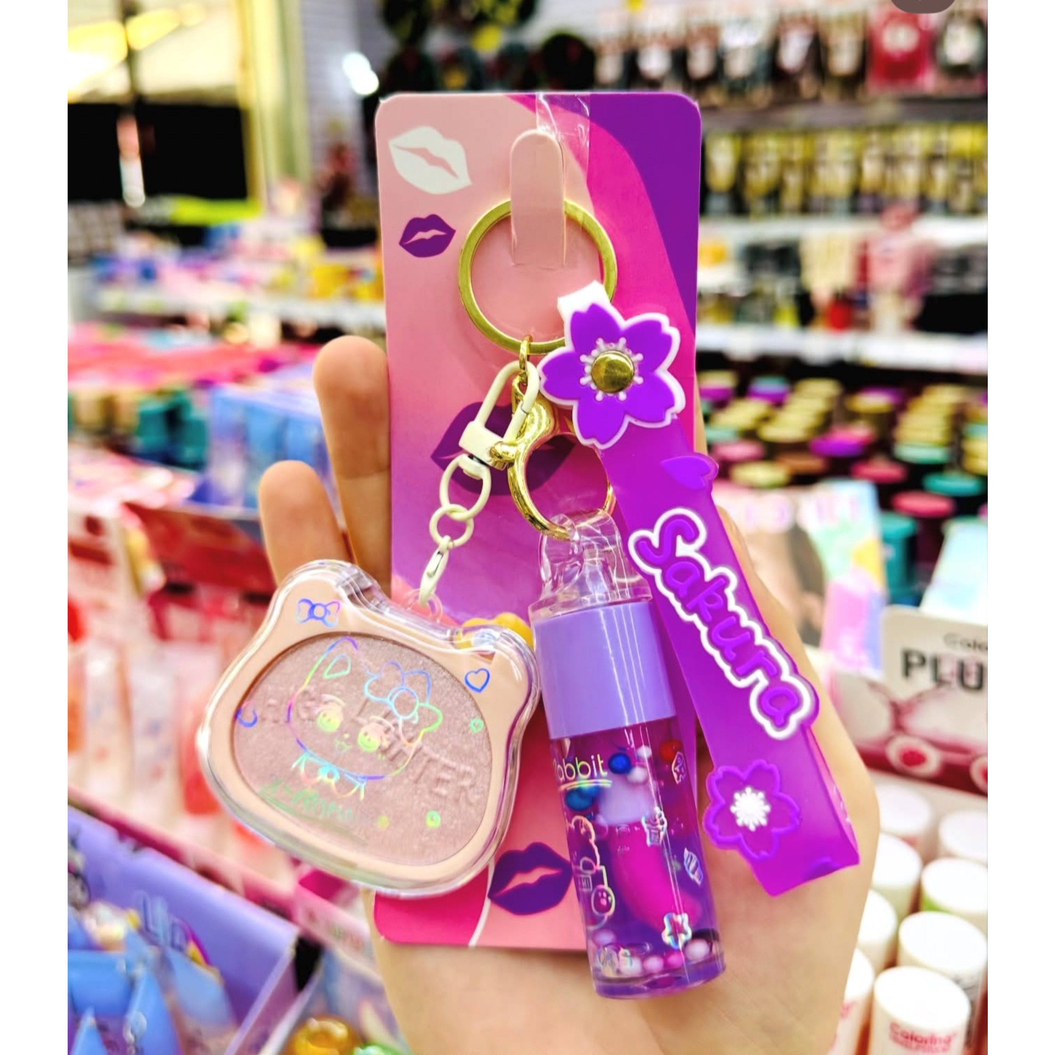 X Rabbit Card New Key Chain Highlighter And LipGloss