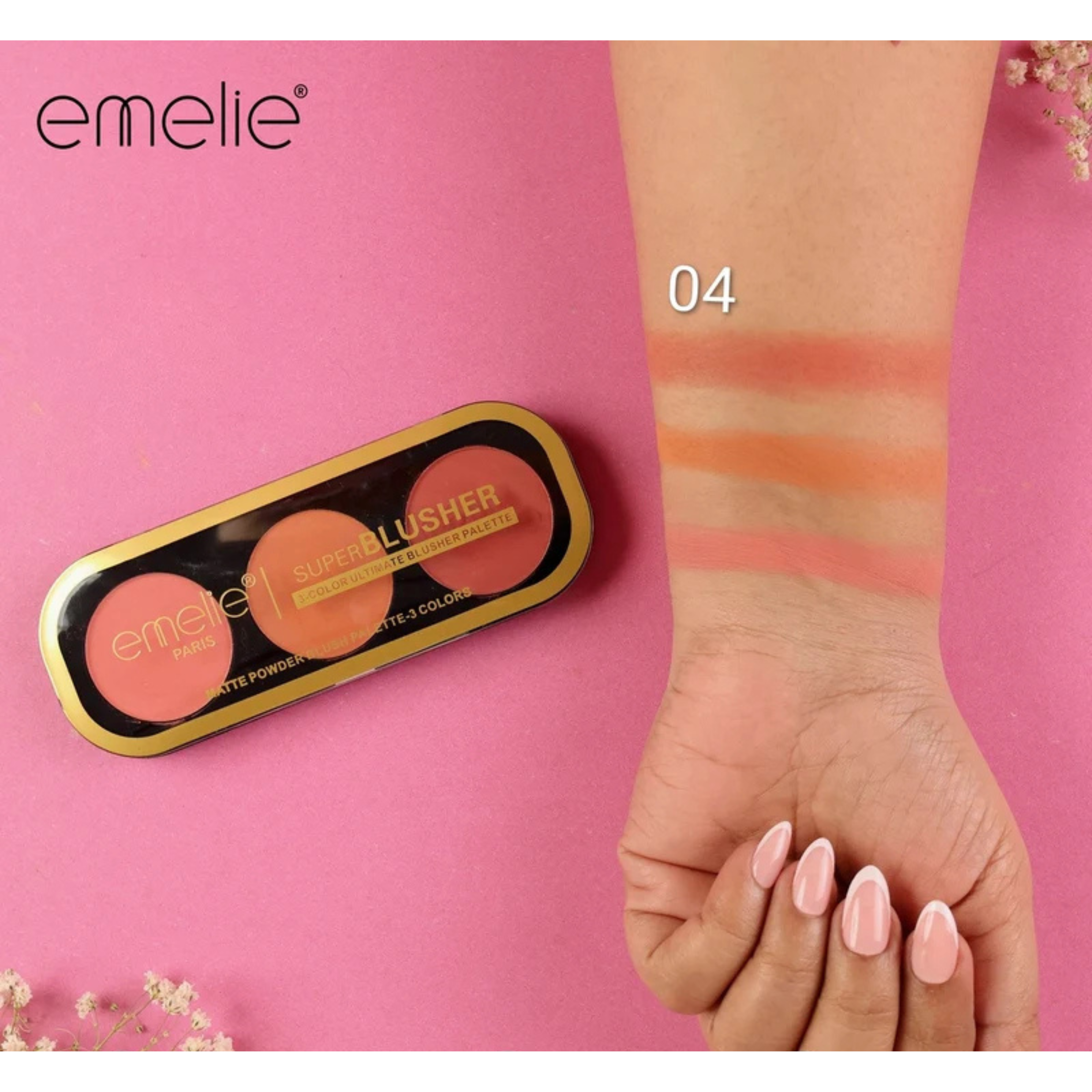 Emelie Paris Superblusher 3 Color Ultimate Blush Palette (shade 04)