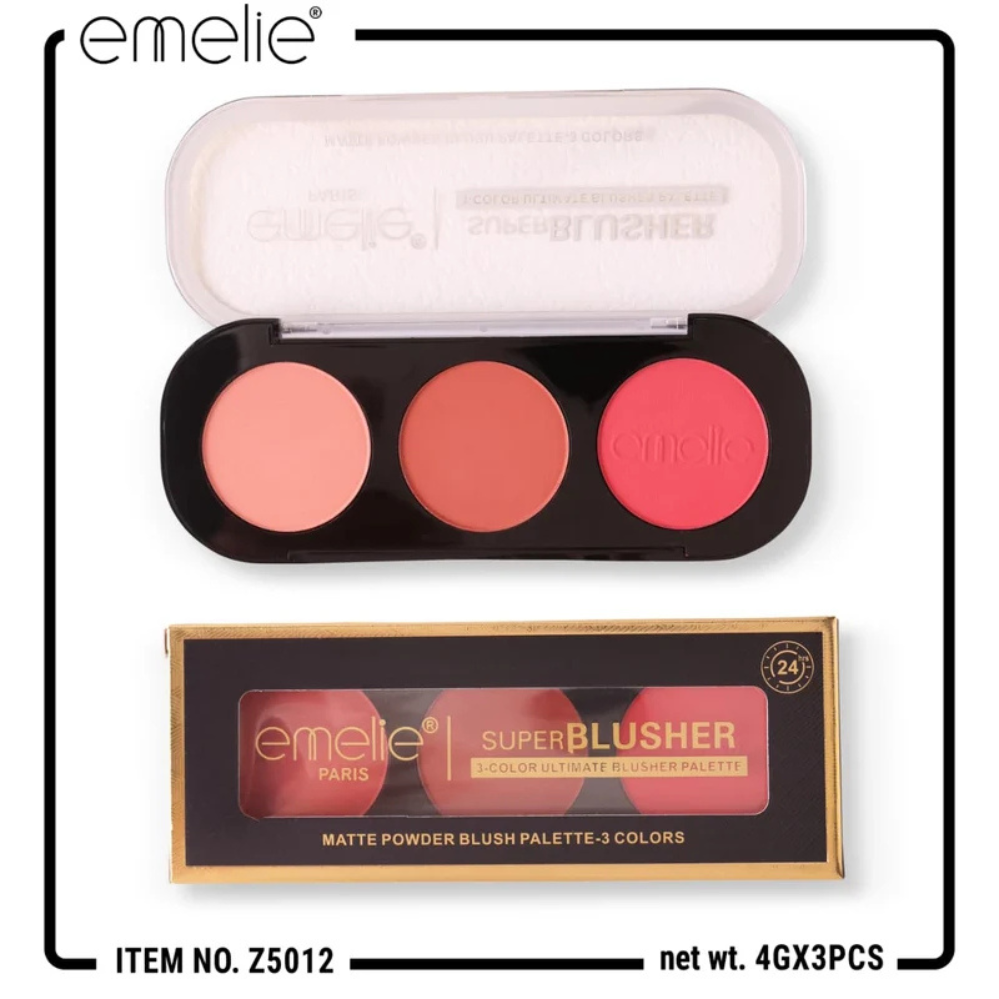 Emelie Paris Superblusher 3 Color Ultimate Blush Palette (shade 04)