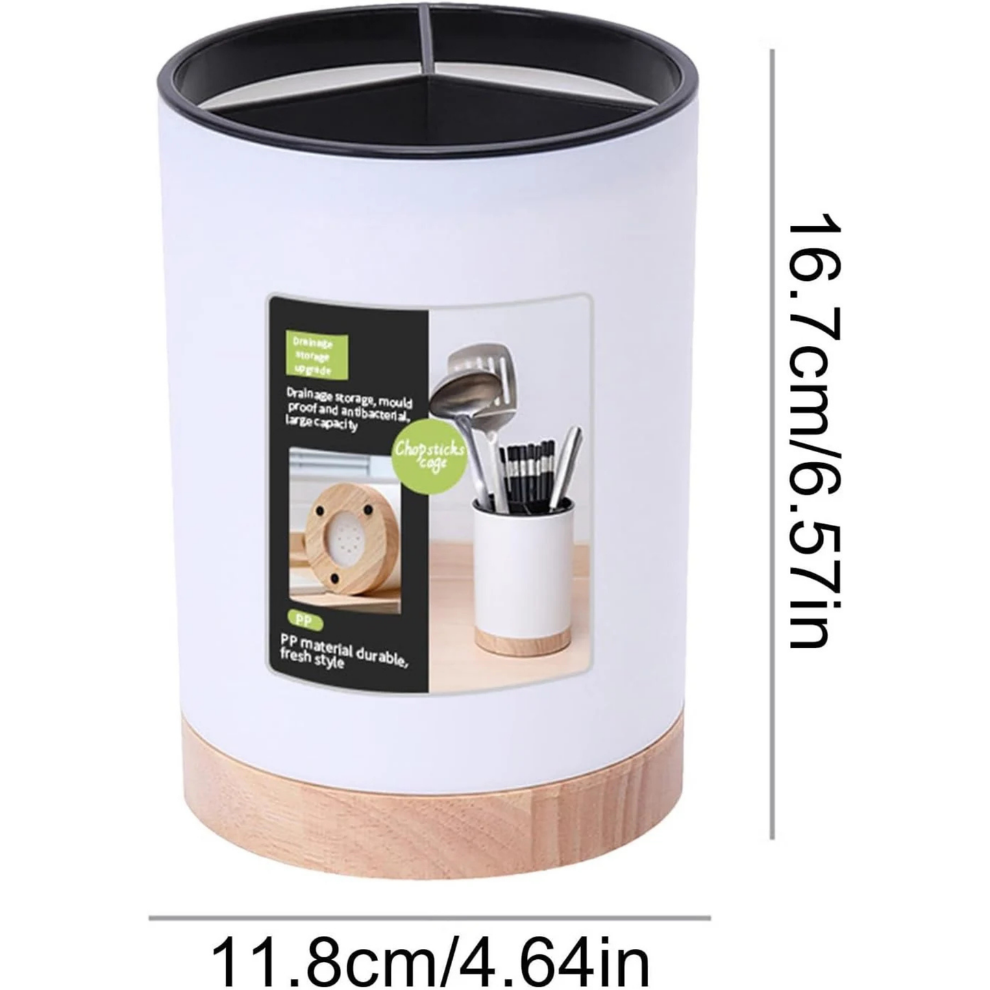 Wood Base Cutlery Storage Container – Black