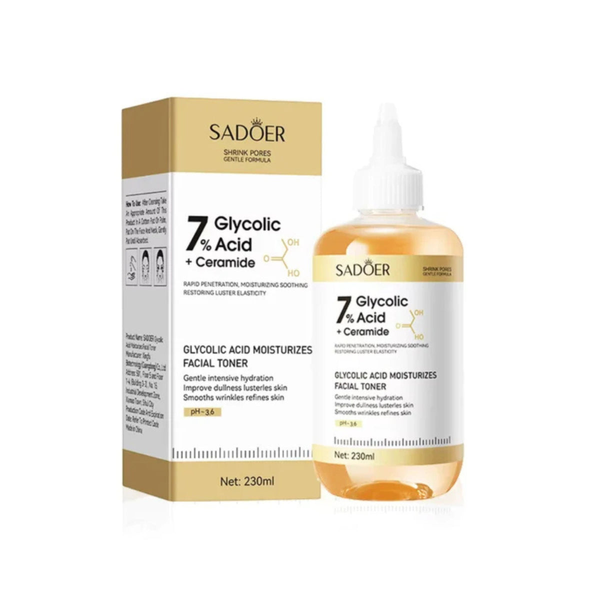 Sadoer 7% Glycolic Acid + ceramide Facial Toner 230ml