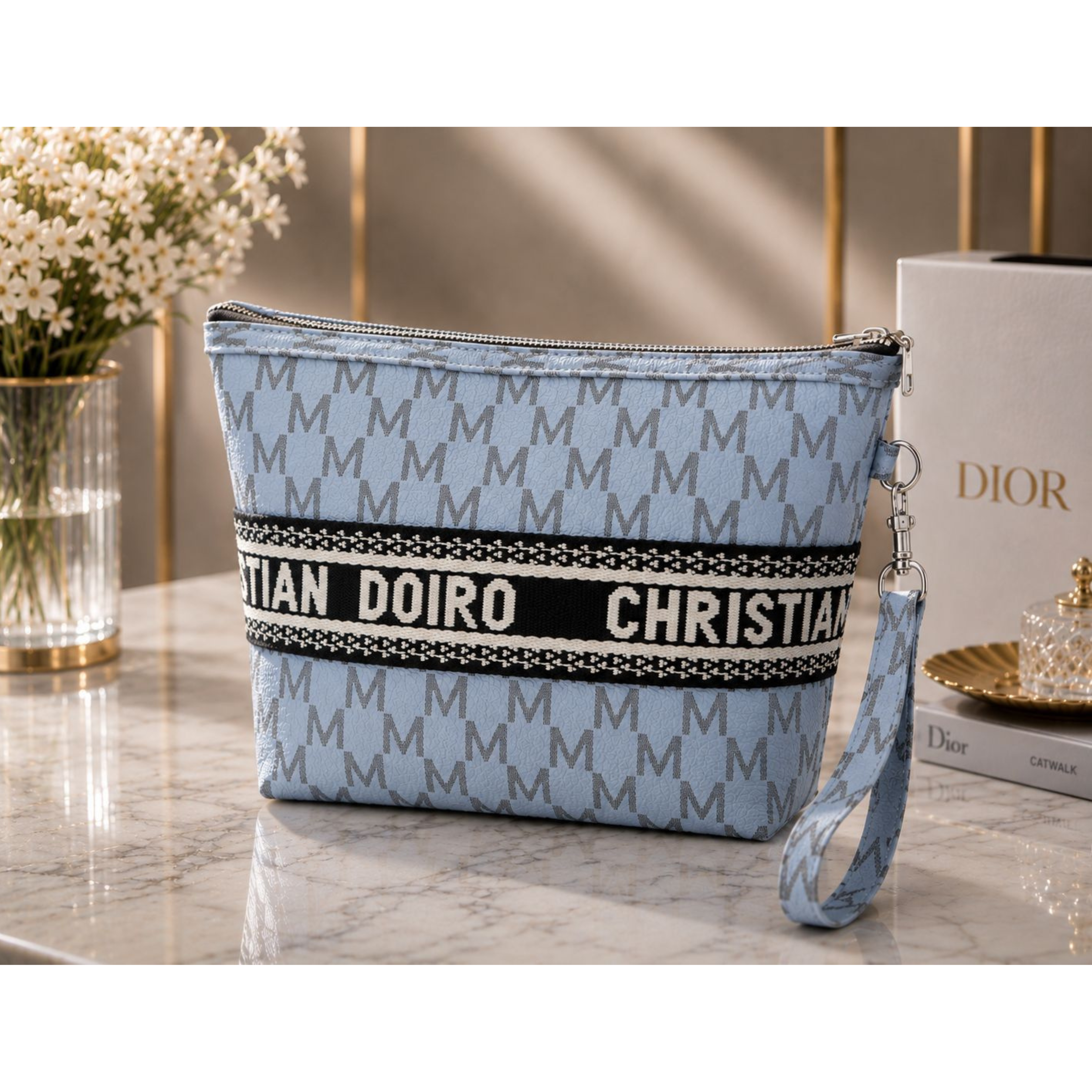 Christian Doiro Premium Designer Pouch Crafted with Stylish Modern Look Durable Finish And Elegant Wrist Strap Perfect For Daily Essentials Travel  And Luxury Fashion Styling.