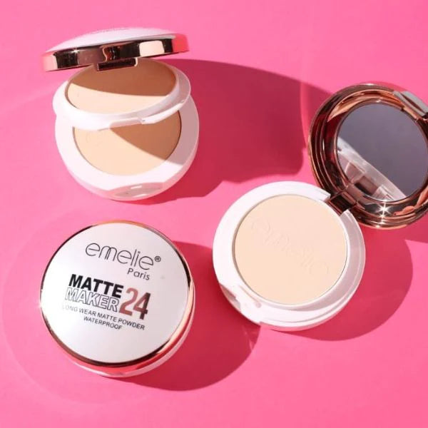 Emelie 2 In 1 Matte Maker 24 Face Compact Long-Wear