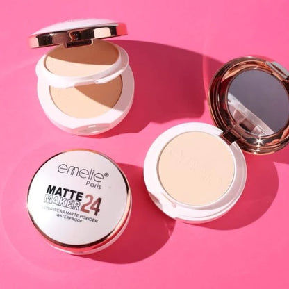 Emelie 2 In 1 Matte Maker 24 Face Compact Long-Wear