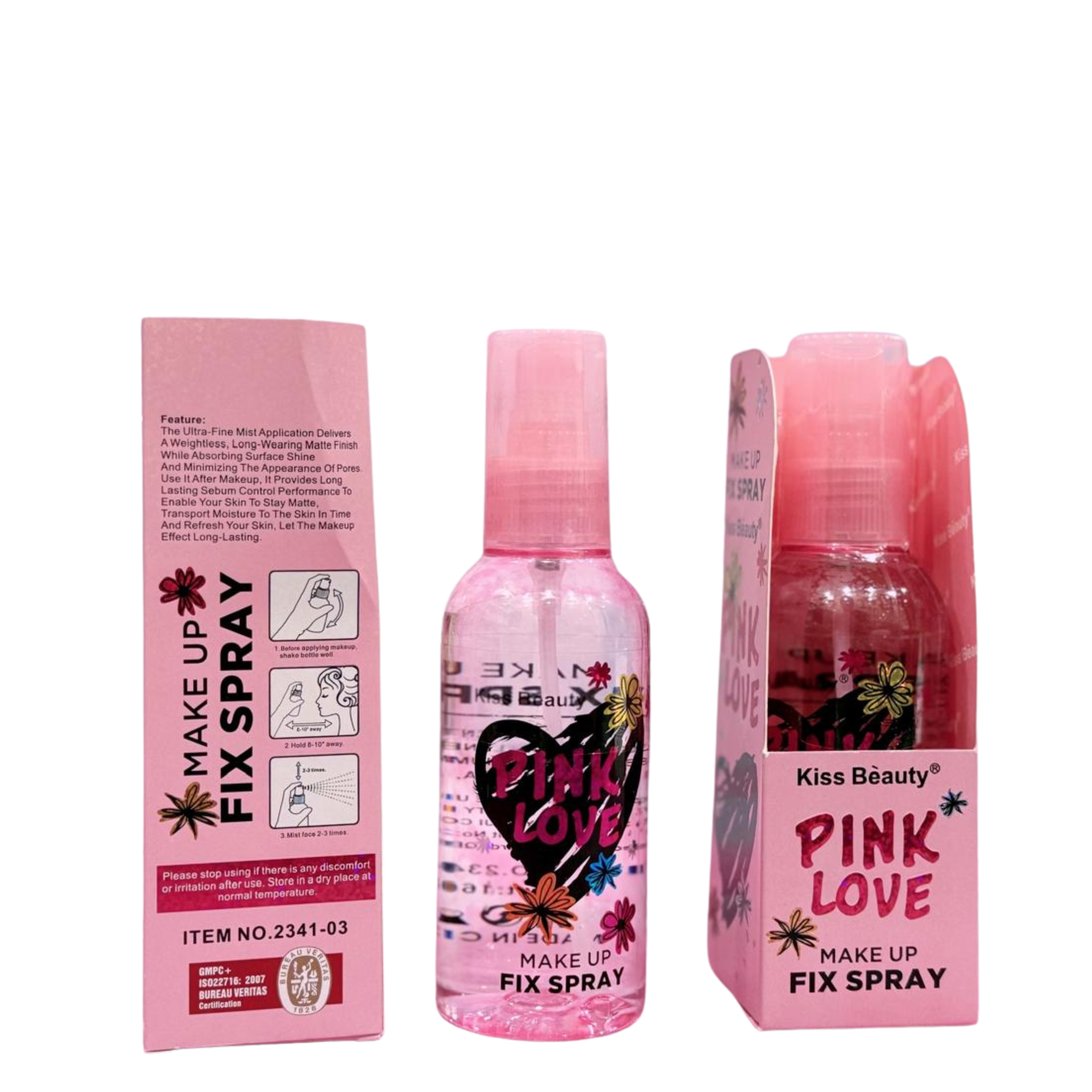 Kiss Beauty Pink Love Makeup Fixer Spray Long Lasting Setting