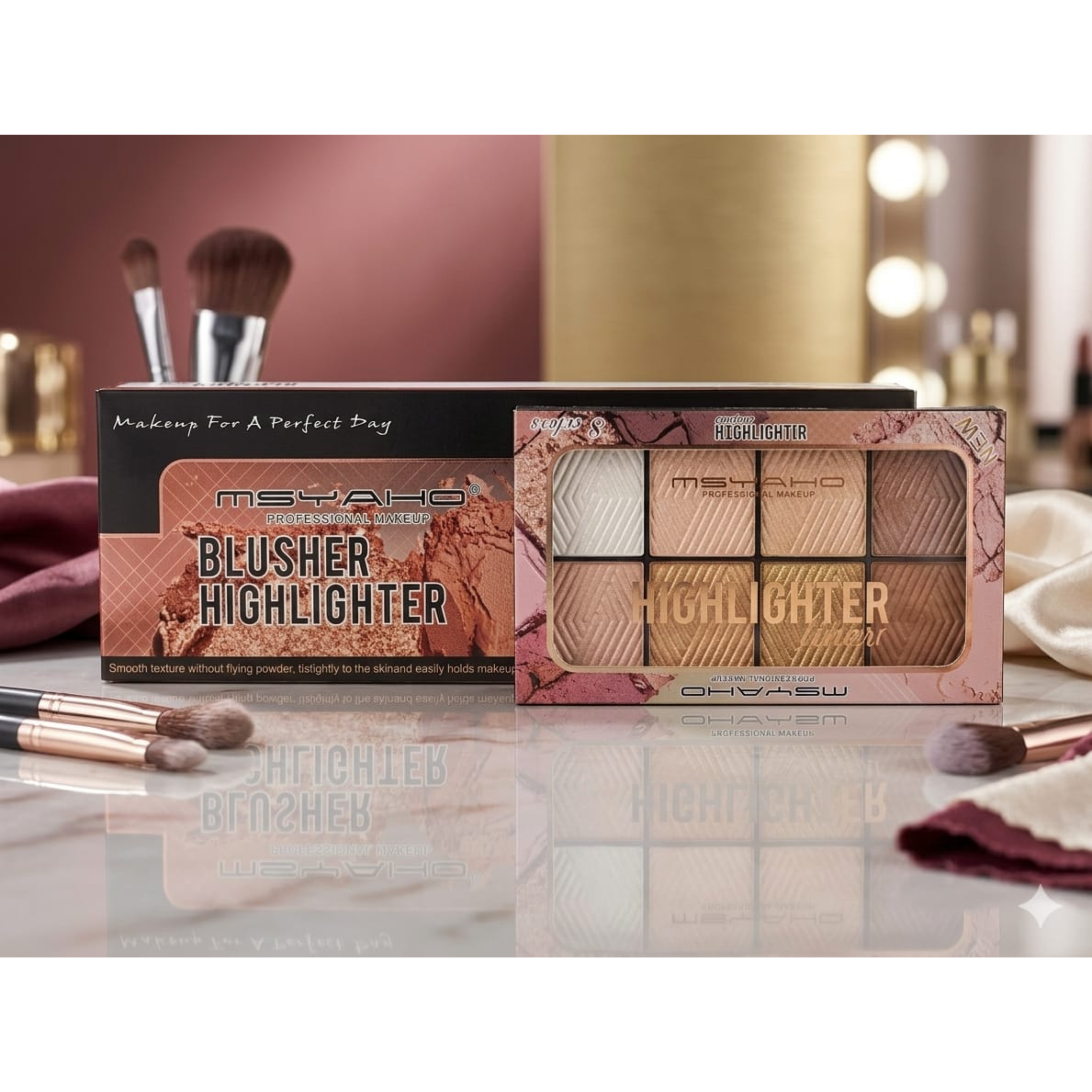 MSYAHO Professional 8 Color Highlighter Palette Natural Radiant Glow