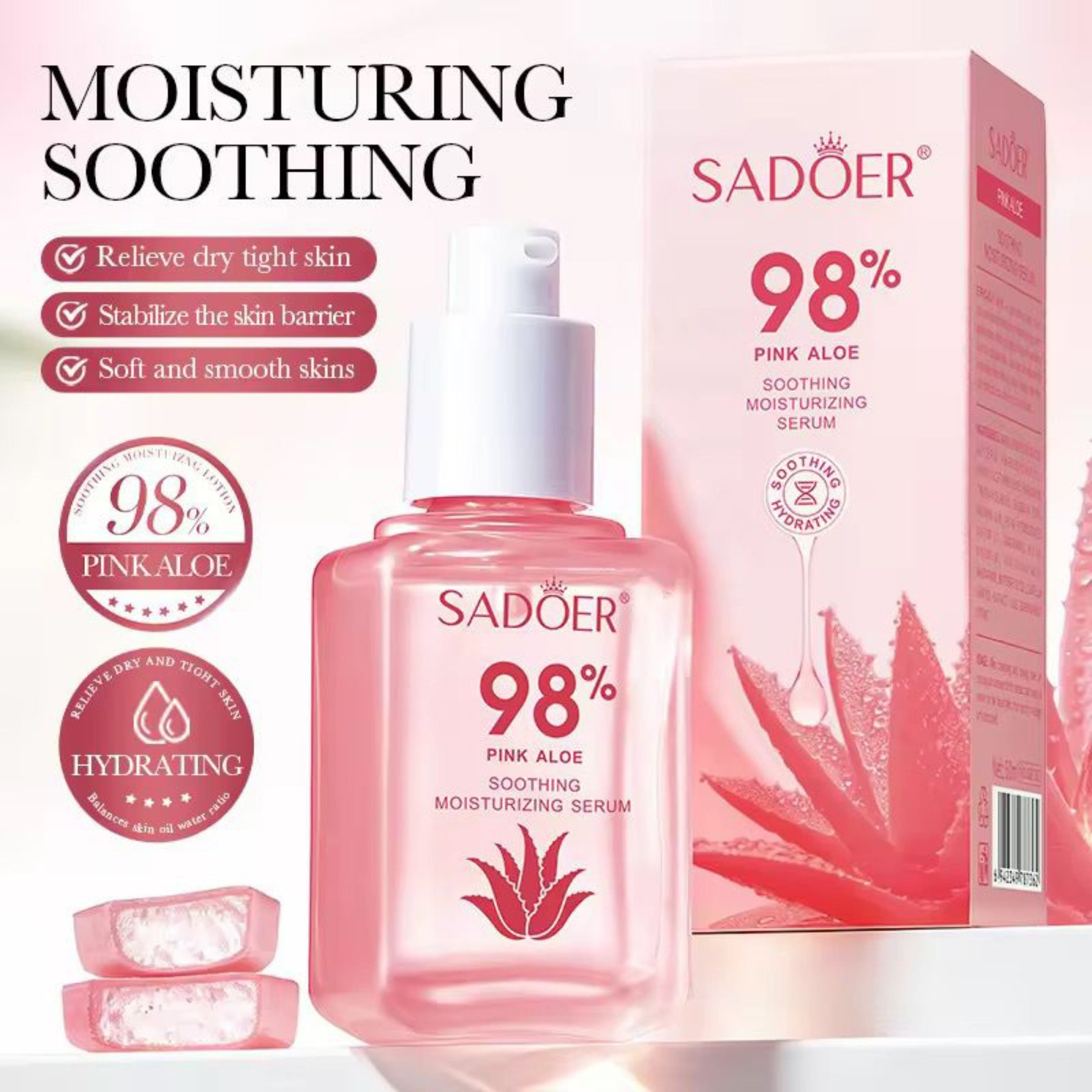 Sadoer 98% Pink Aloe Soothing Moisturizing Serum