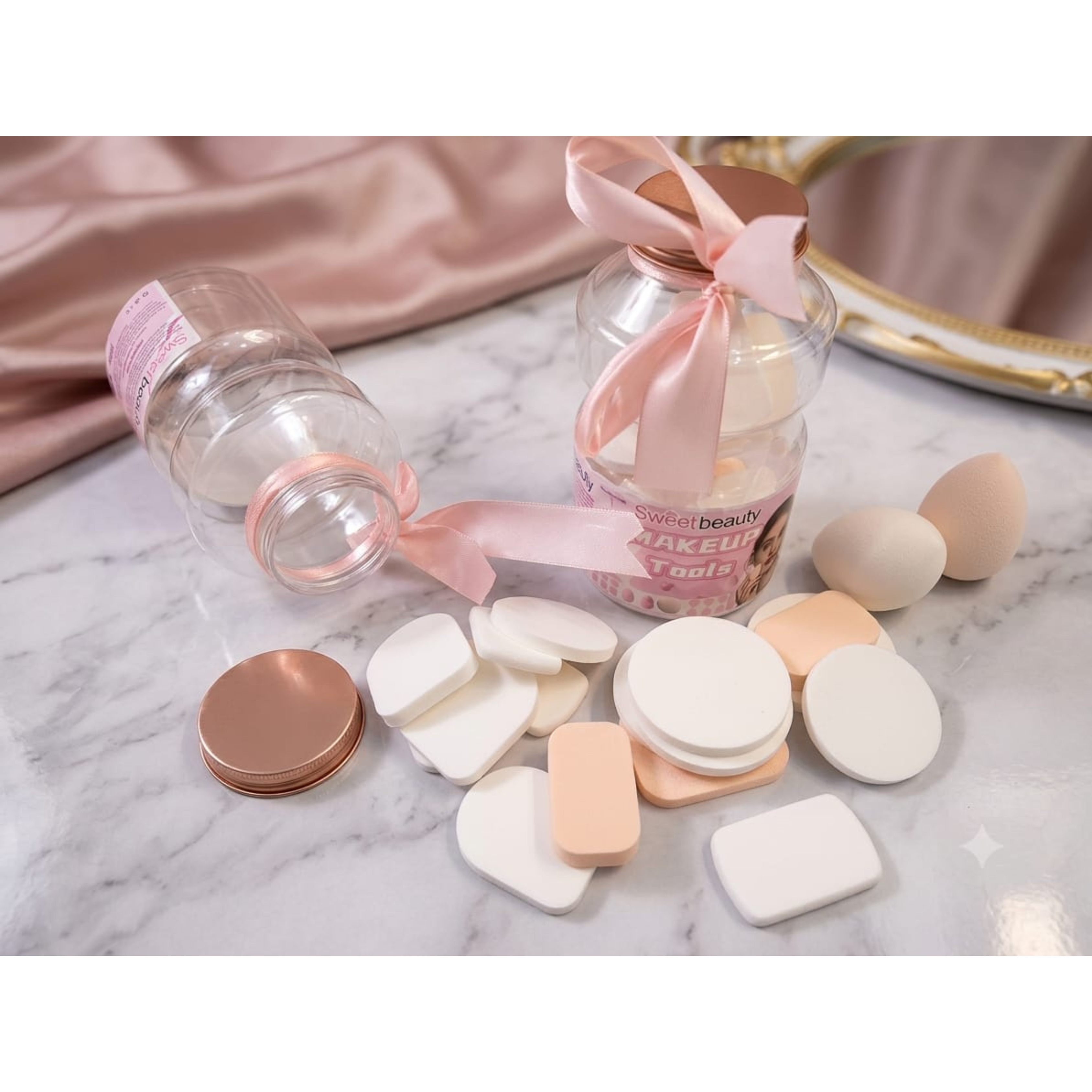 Sweet Beauty Makeup Sponge Collection Jar