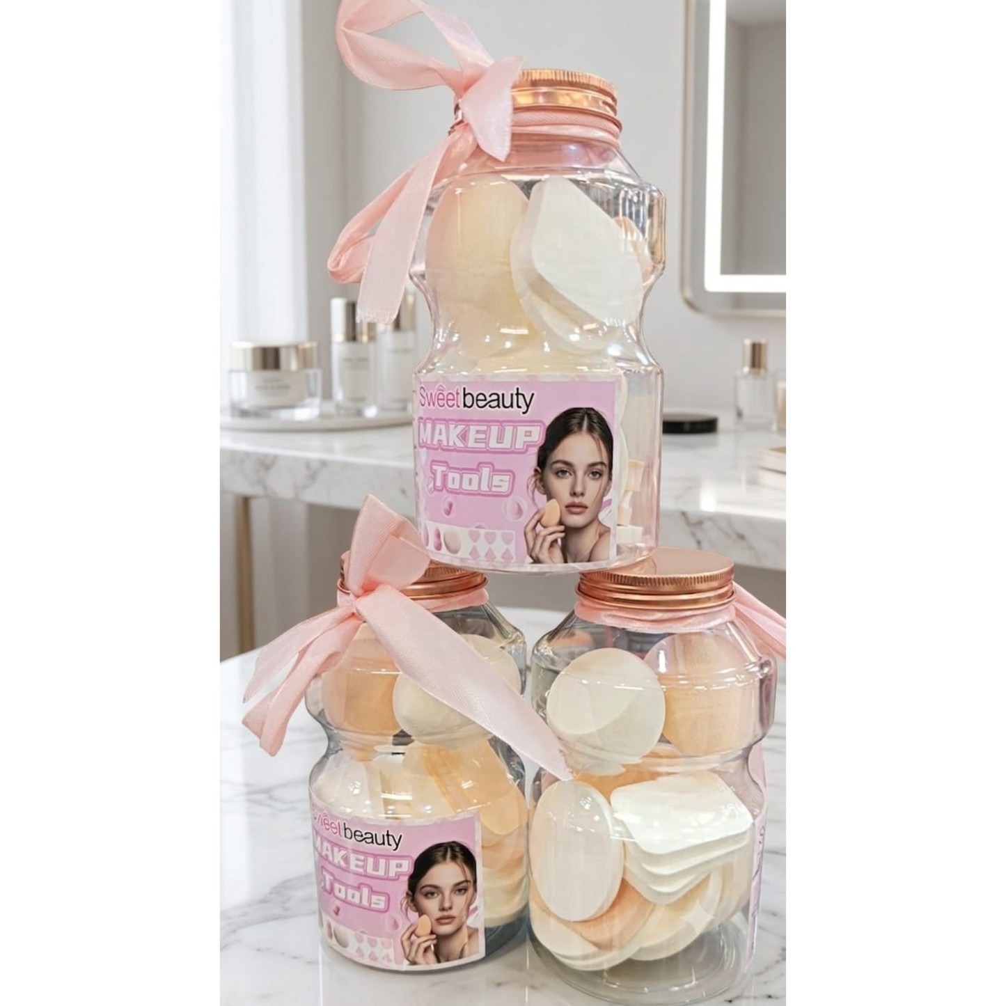 Sweet Beauty Makeup Sponge Collection Jar