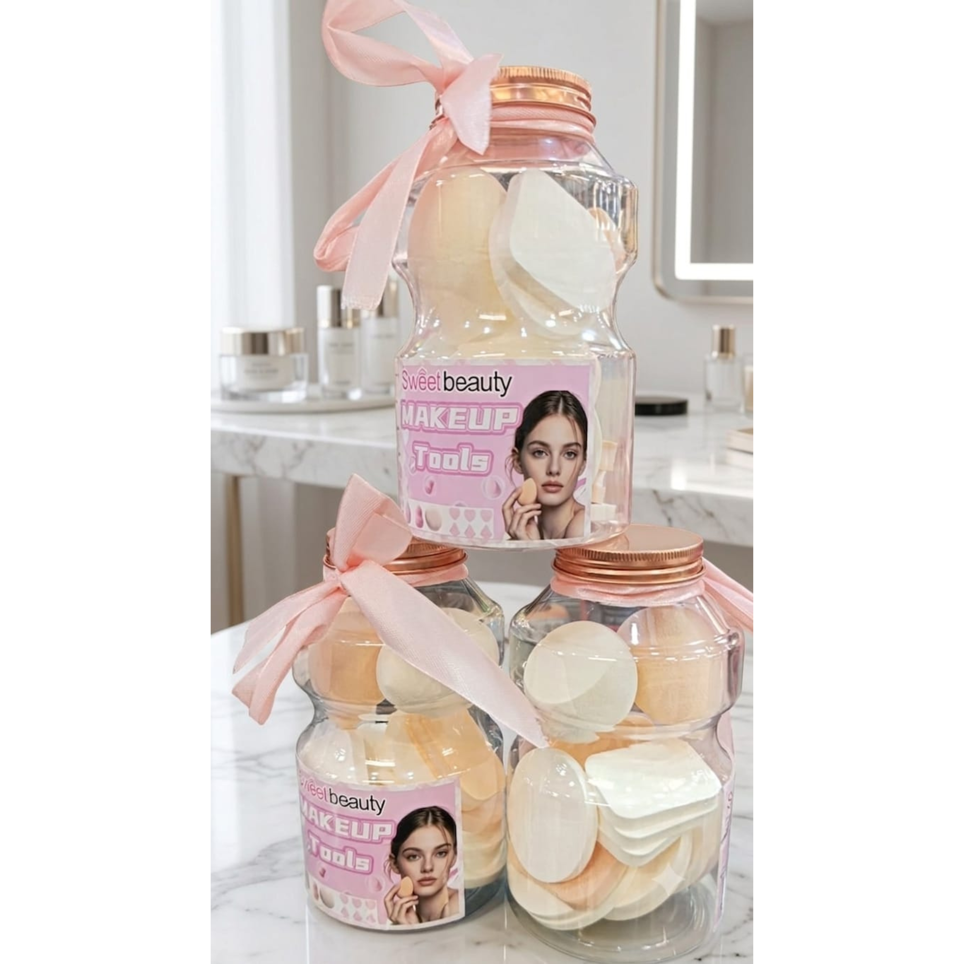 Sweet Beauty Makeup Sponge Collection Jar