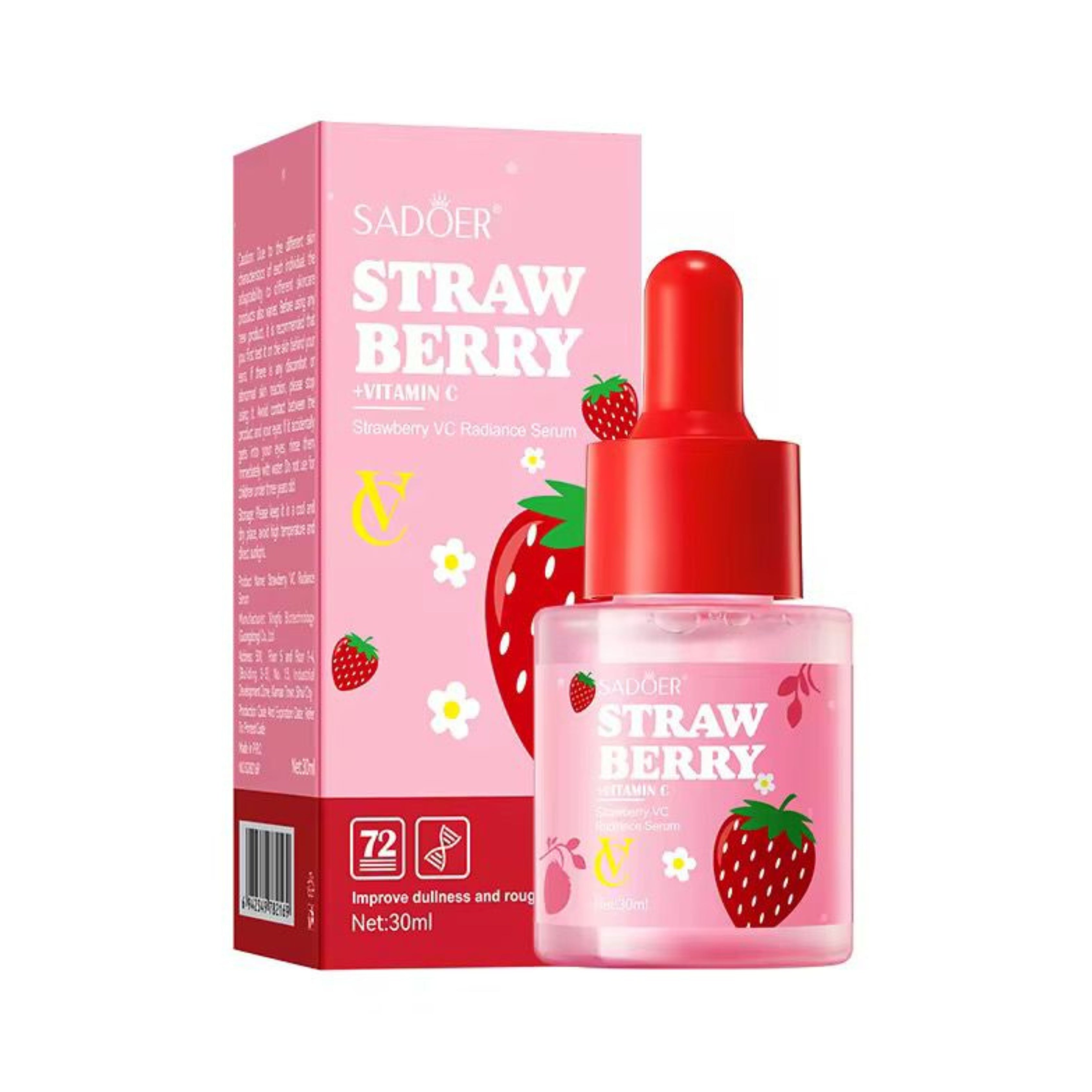 Sadoer Strawberry Extract VC Skin Care Serum Hyaluronic Acid Intense Moisturizing Strawberry Serum